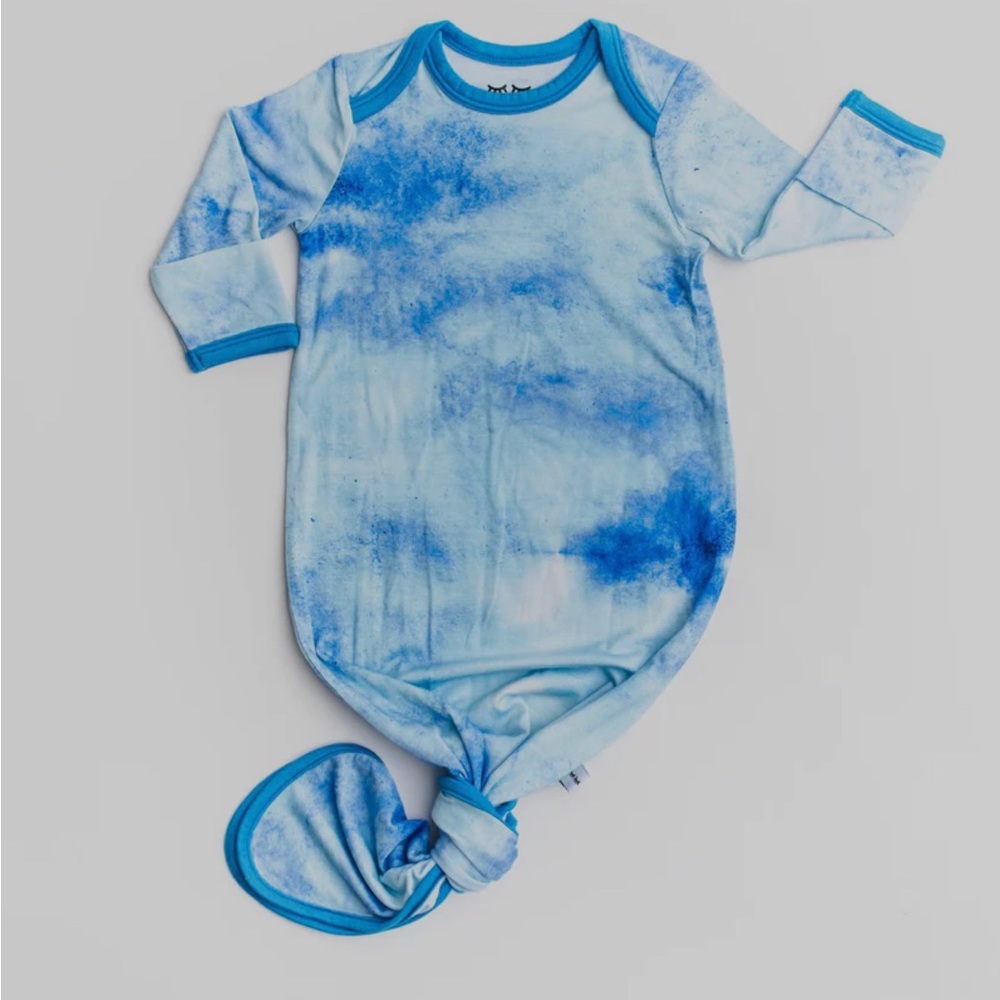 Little Sleepies Blue Watercolor Bamboo Knotted Gown
